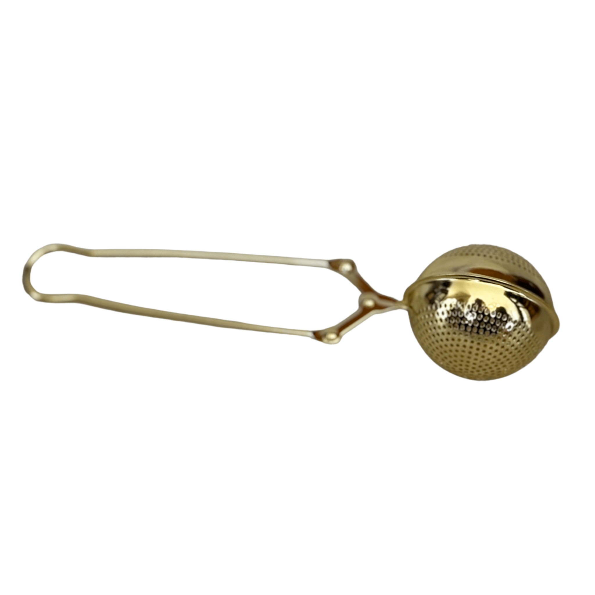 GOLD BALL TEA INFUSER W/HANDLE & CLAMP - PLUME & WILLOW